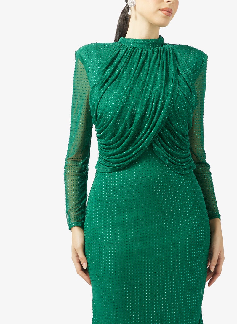 Threadz by Ajooni Emerald Evening Dress - Image 3